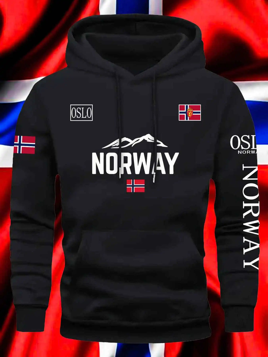 NORWAY printing Herbst Winter Modelle Herren Fleece winddicht Warm Baumwolle Oversized Hoodie Outdoor Pendler Herren Hochelastisches Oberteil