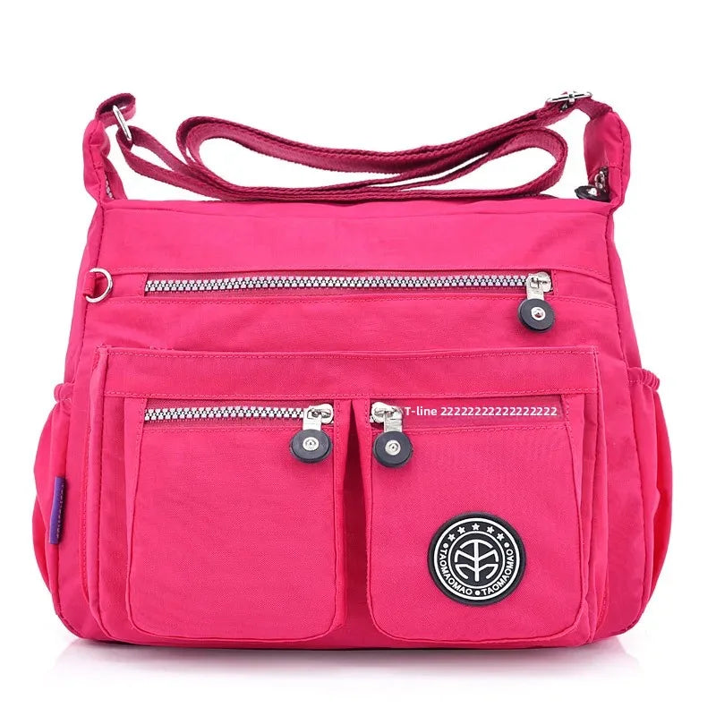 Versatile Waterproof Nylon Single Shoulder Bag for Women Lightweight Travel Crossbody Bag with Internal Zipper And Polyester Lin