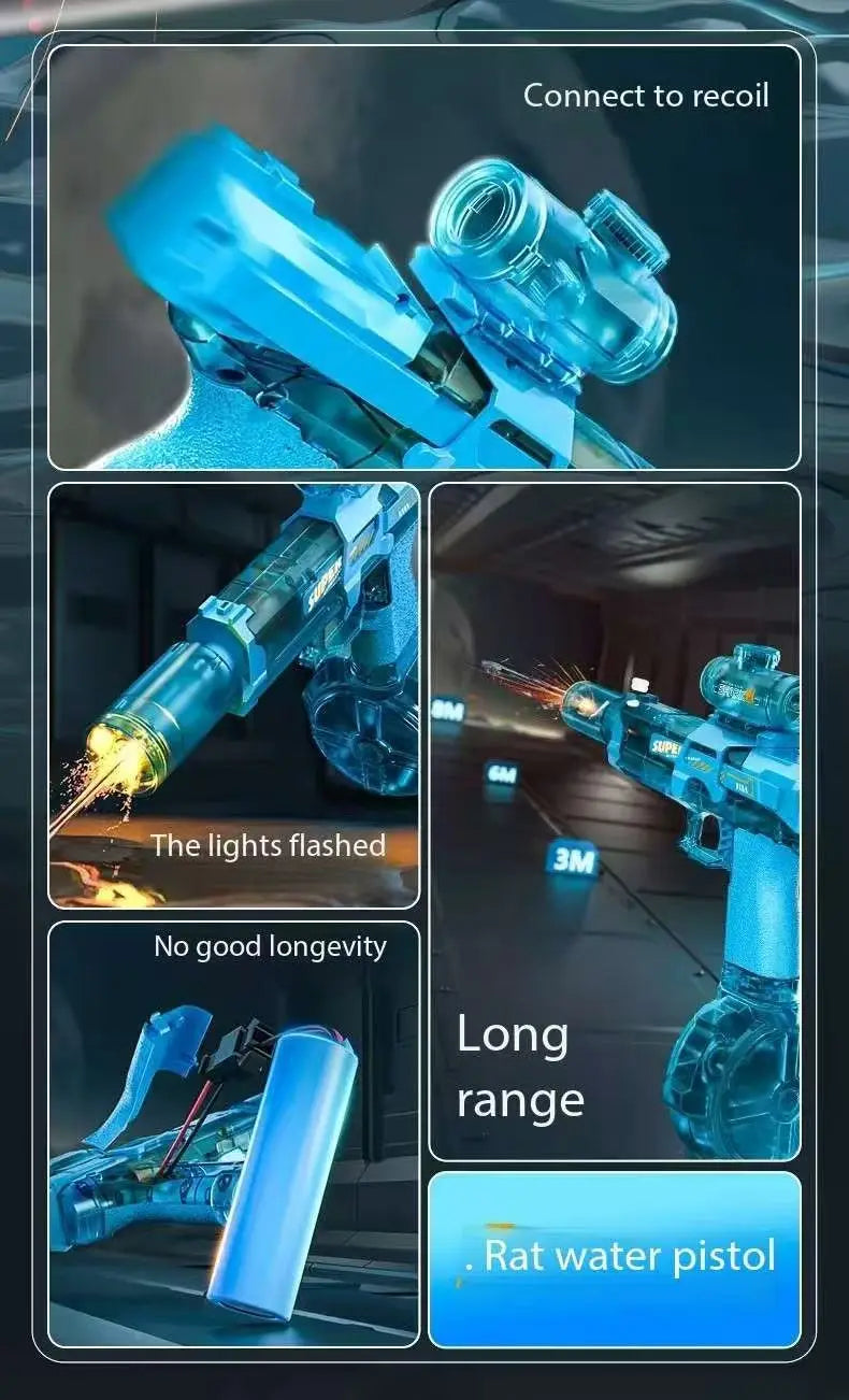 Electric Gatling LED Light Water Gun High-Speed Continuous Burst Rotating Summer Outdoor Beach Pool Party shooting Toy Gift