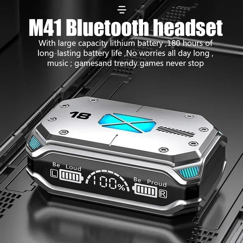 M41 Smart Touch Headset: Wireless Bluetooth Earphones with LED Display & Stereo Sound, Suitable for Smartphones