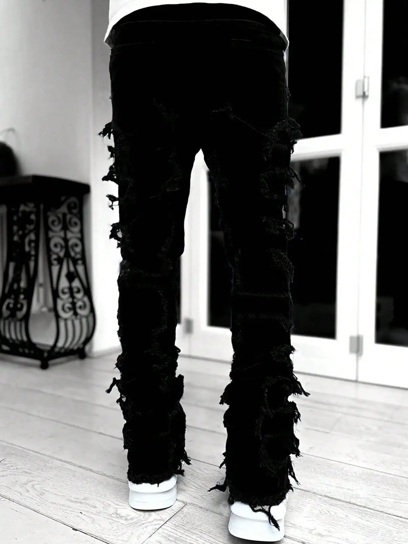 Y2K hip-hop style jeans, men's casual street-style stretch jeans, fashionable versatile stretch denim pants