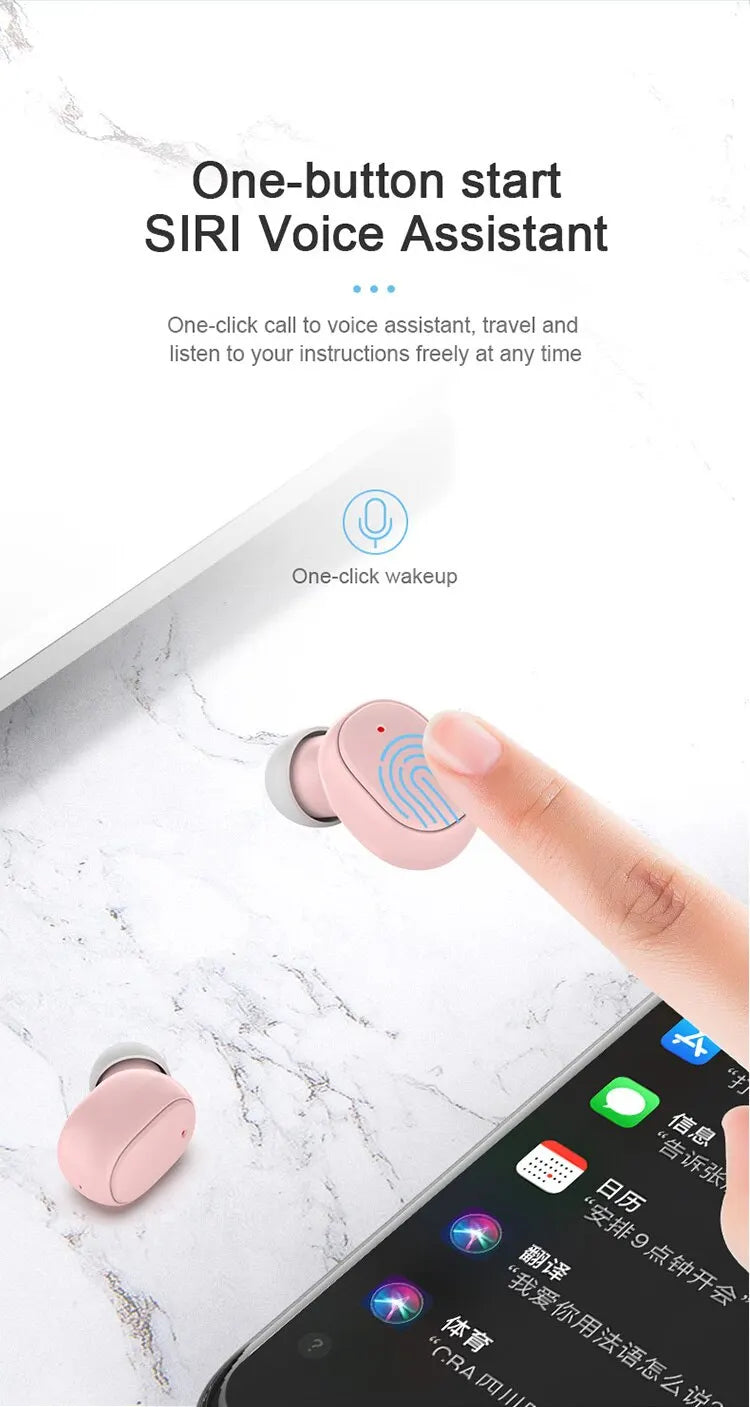 TWS Headset HiFi Stereo Wireless Earphones Sport Music Bluetooth 5.1 Headphones Noise-Canceling Earbuds For iPhone Xiaomi Huawei