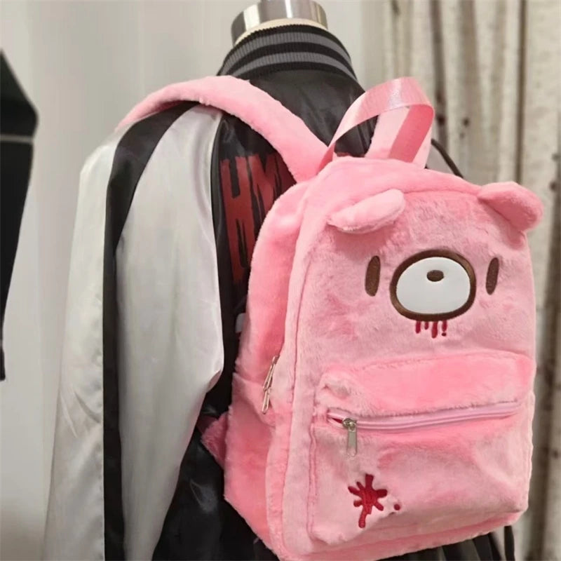 Gloomyed Violented Bear Backpack Cute Cartoon Japanese Large Capacity Backpack For Girls And Students Schoolbag Casual Daily Use