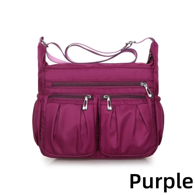 Large Capacity Waterproof Nylon Shoulder Bag Multi-Pocket Crossbody Bag Female Bag Shopping Travel Lady Handbag Leisure Purse