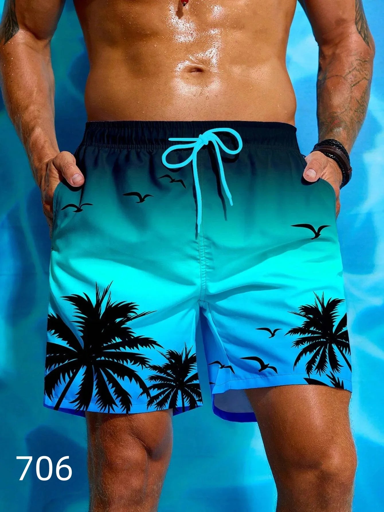 Men 3D Graffiti Print Sport Quick-dry Waterproof Harajuku Surf Trend Loose Casual Vacation Parent-child Beach Short Pants Summer
