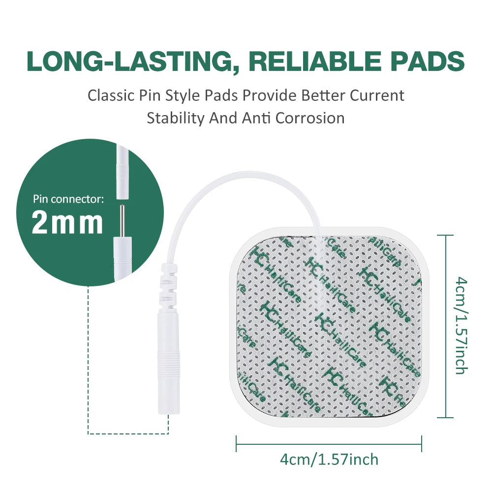 Hailicare 10pcs Replacement Electrode Pads for Tens EMS Massager Self Adhesive Gel Electrode Patches Reusable 4x4cm/5x5cm