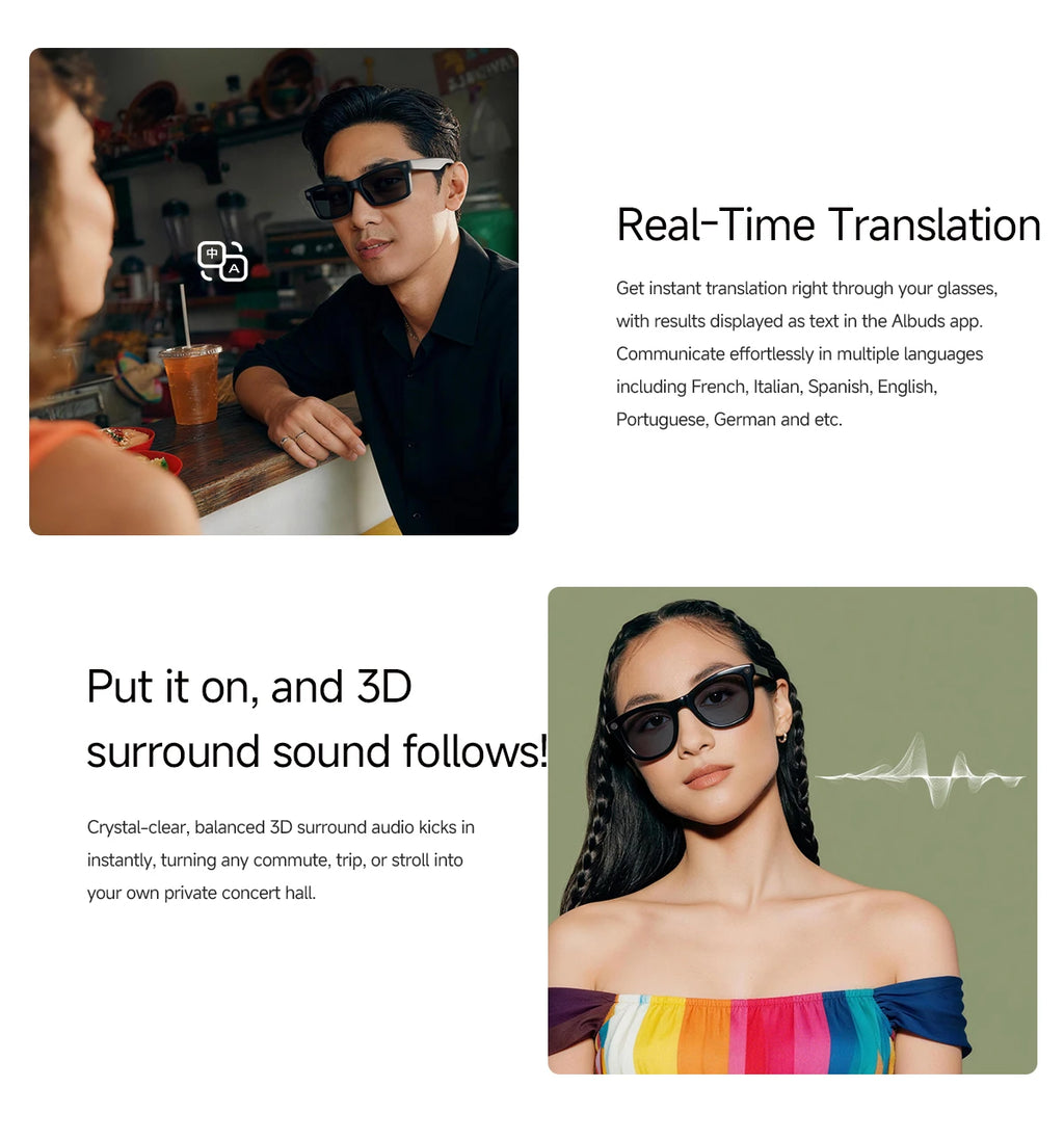 2026 New Smart Glasses 800W Take Pictures Record Al Translation WIFI Transmission AI Recognition GPT 2000MAH Music Smart Glasses