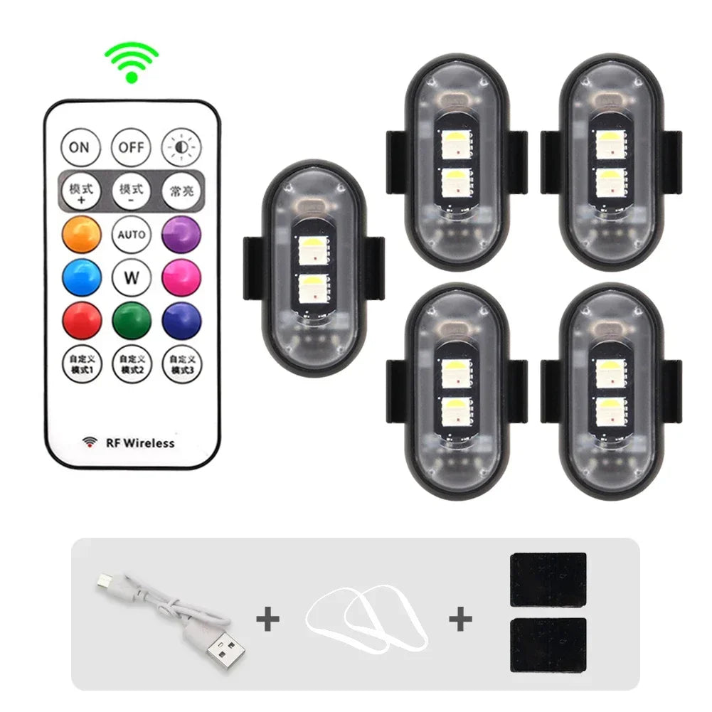 RGB Led Scooter Strobe Lights Bike LED Flash Position Wireless Light Aircraft Airplane Helicopter Warning Lights Accessories
