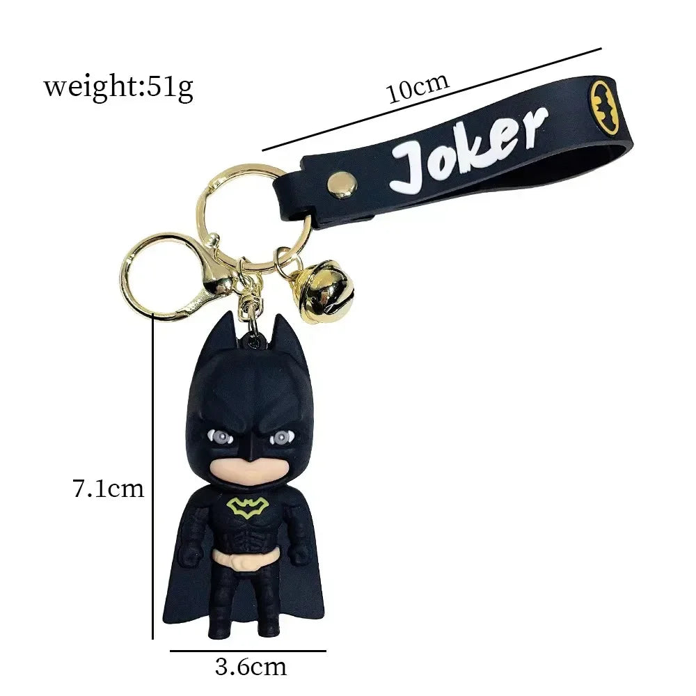 Cute Cartoon Keychain PVC Soft Rubber Animel Batman Joker Doll Pendant Ornaments Gift