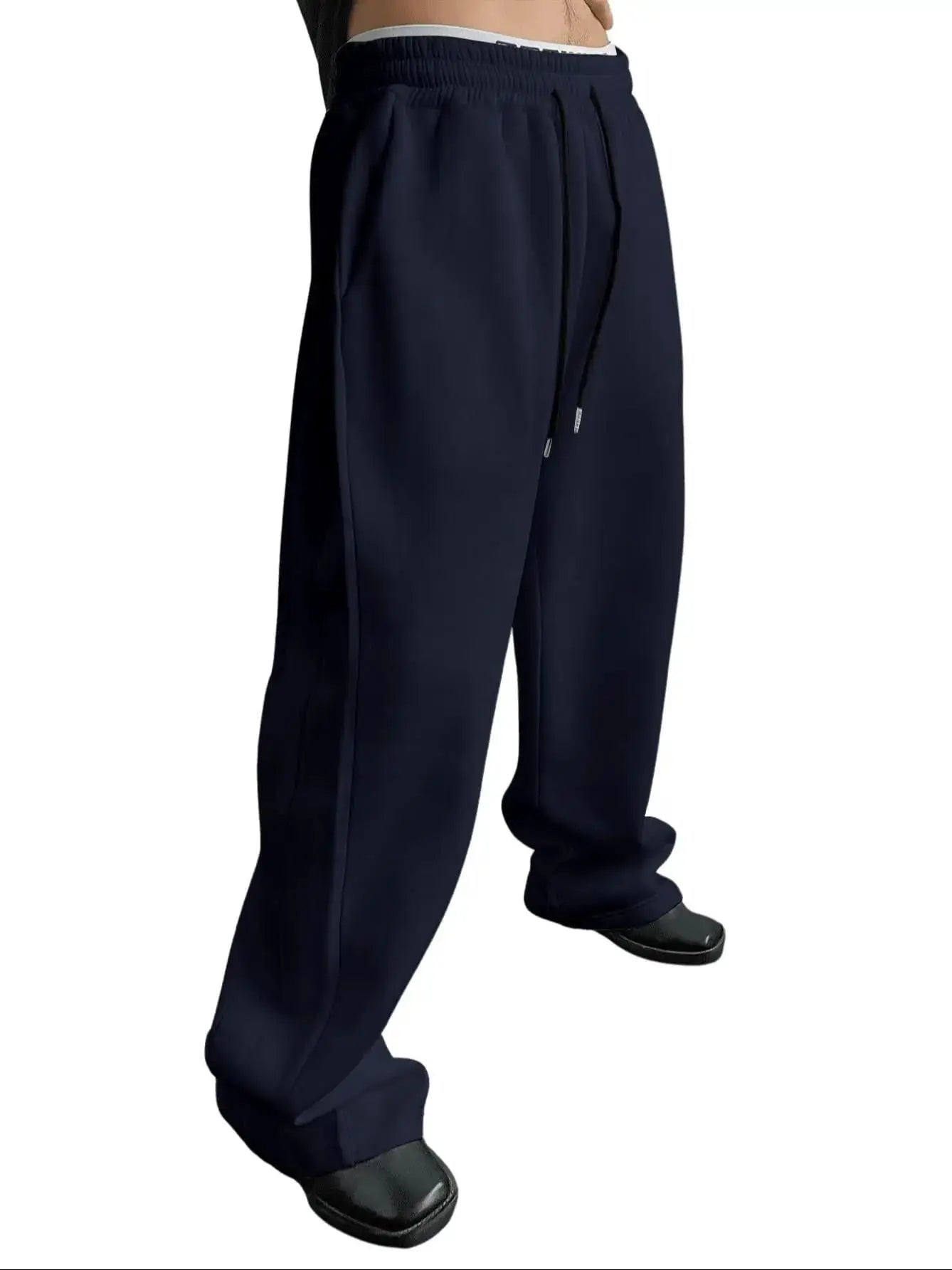 Herren-Sweatpants mit weitem Bein, Kordelzug an der Taille, geradem Bein, lockere Hose, Freizeithose, Bergsteigerhose, Jogger-Sweatpants
