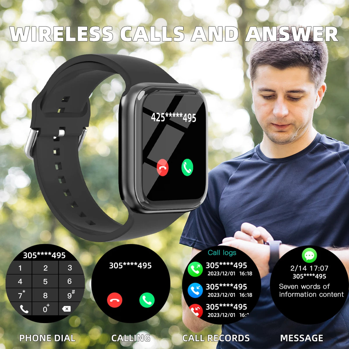Fashion Sports Smart Watch  Men & Women 1.83in Full Touch Screen Fitness Tracker  Watch