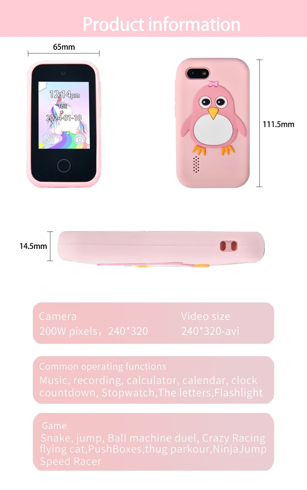 Kids Smart Phone Camera  Educational Toys Musical  Baby Mobile Selfie Camera MP3 Player Gifts Toys Children Phone
