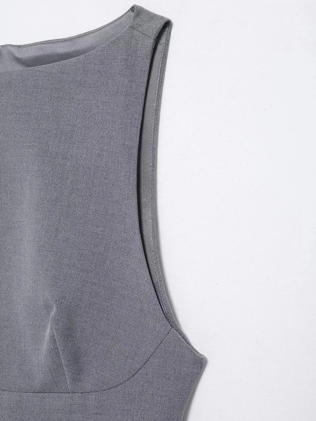 KONDALA Sleeveless O-Neck Mini Gray Dress for Women Sexy Patchwork Zipper Club Casual Fashion Spring Summer 2025 Vintage Dresses