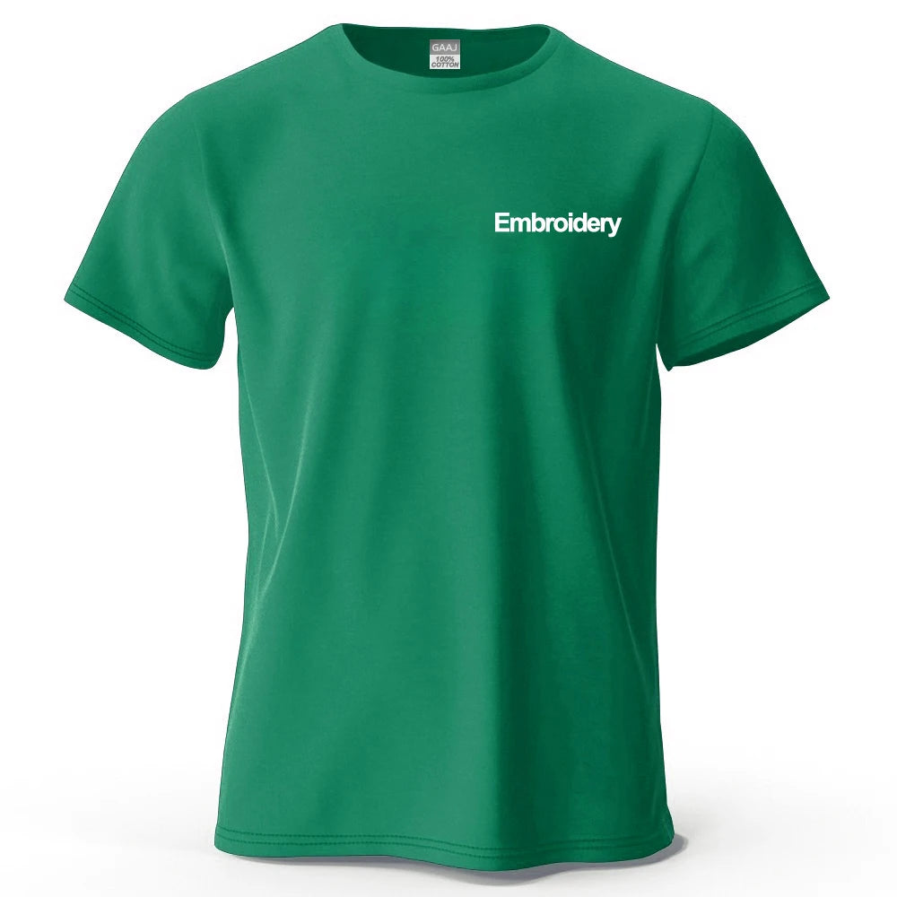 Custom Embroidery T Shirt Premium 100% Cotton T shirt Diy Your Own Design Brand Company Team Pet Animal Logo Men Women Tee Tops