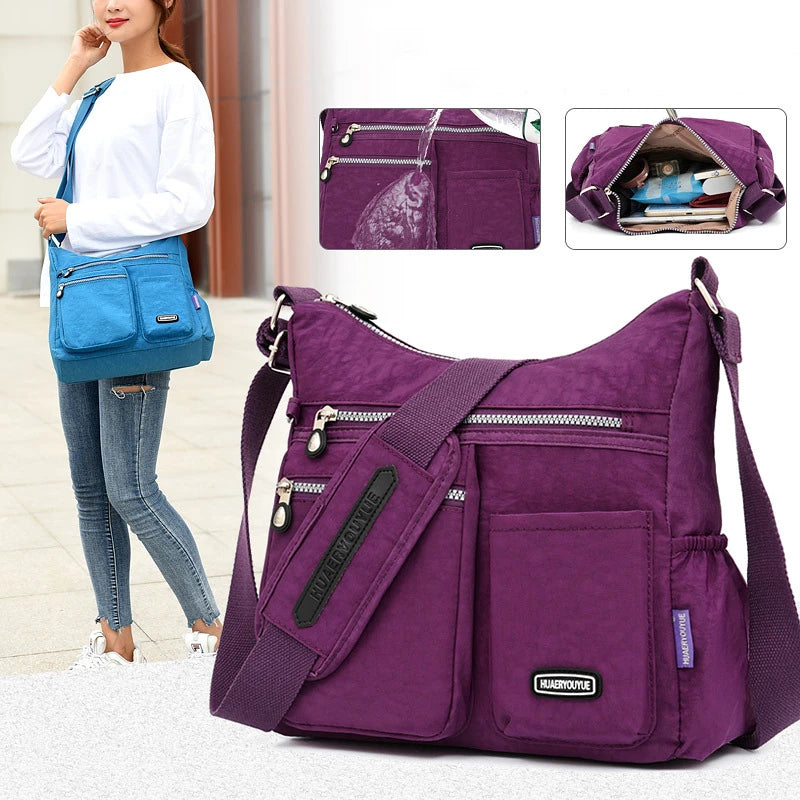 Fashion Women Crossbody Bag Nylon Waterproof Handbag Female Simple Shoulder Bag Travel Large Capacity Messenger Bag Purse Bags