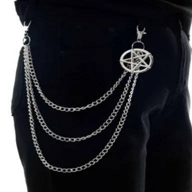 Punk Pants Chain Pentagram Keychains for Men Women Jean Trouser Biker Chains Harajuku Goth Jewelry Gothic Rock Emo Accessories