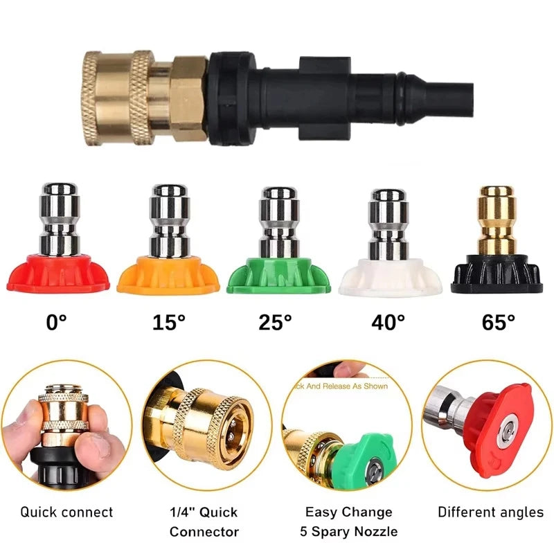 High pressure Water Gun Adapter For Lavor Parkside To Quick Connect 1/4" Washer Parts Spray Nozzle 4000 PSI