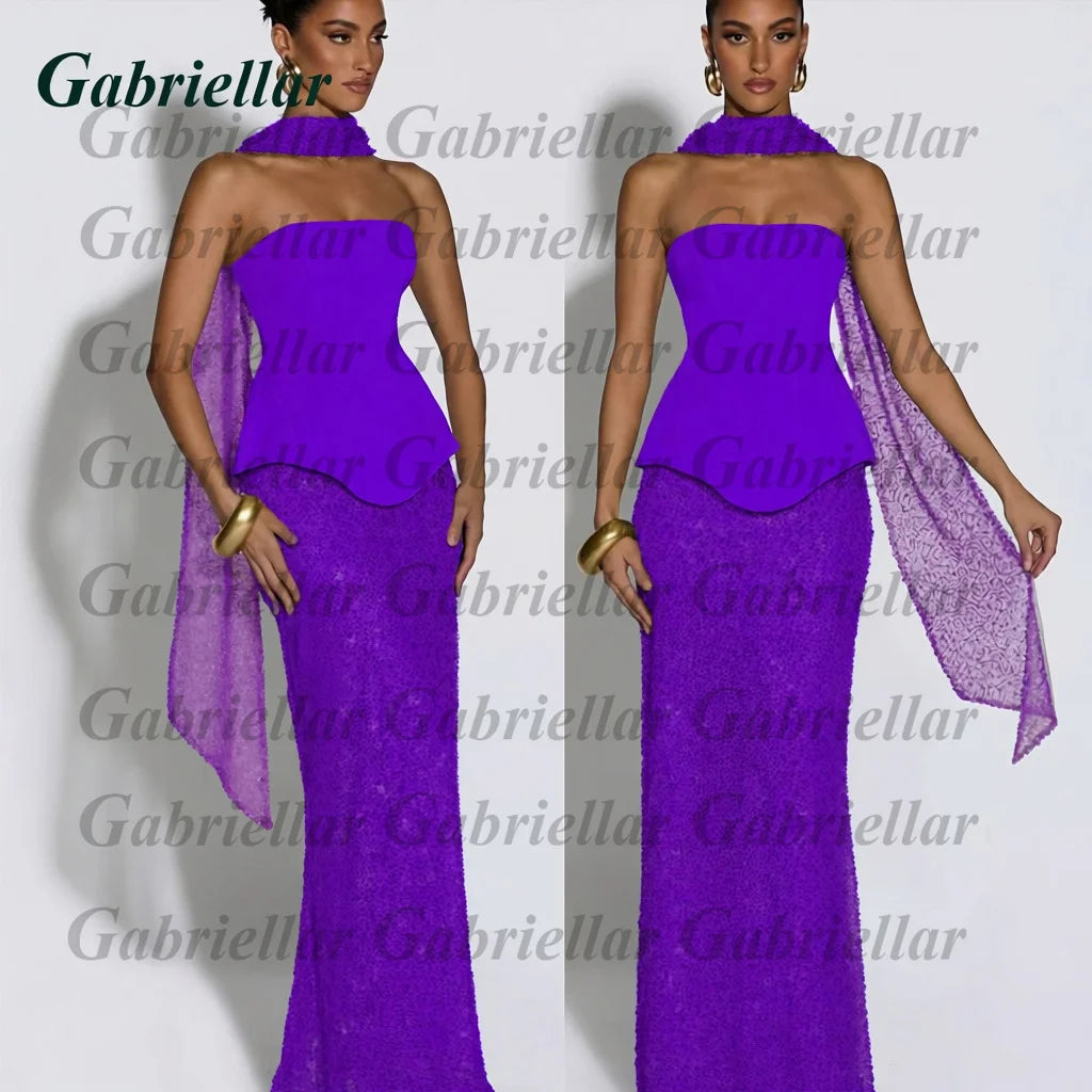 Gabriellar Fancy Bling Tulle Prom Dresses for Women Sequins and Beads Sleecveless Lacing up Special Occasion Gown Customized