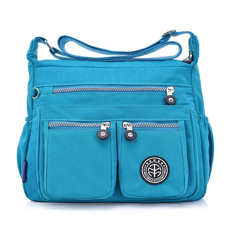 Versatile Waterproof Nylon Single Shoulder Bag for Women Lightweight Travel Crossbody Bag with Internal Zipper And Polyester Lin