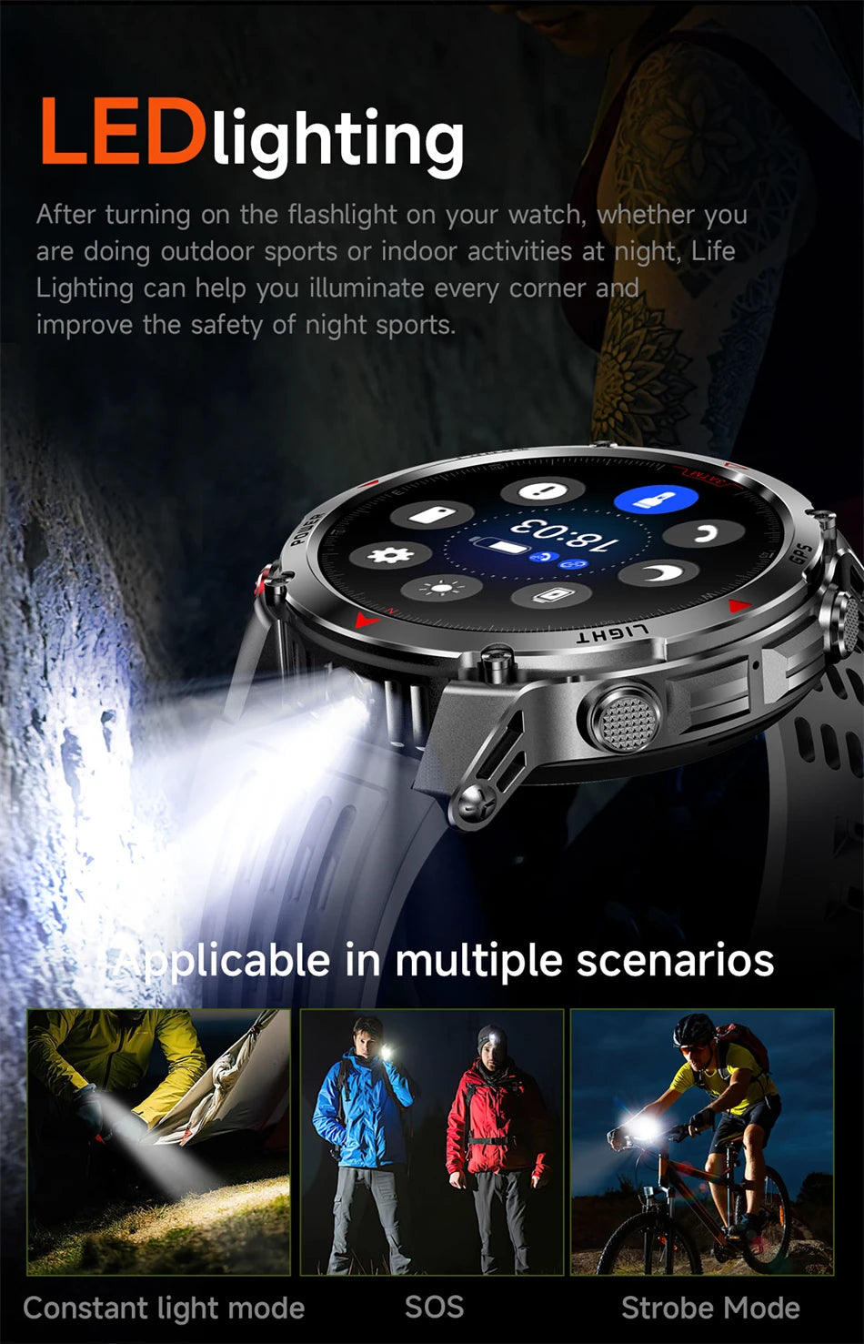 New Military GPS Sports Smart Watch Men Support GNSS Swim 3ATM Waterproof Compass Altimeter BT Call Outdoor Sports Smart Watch