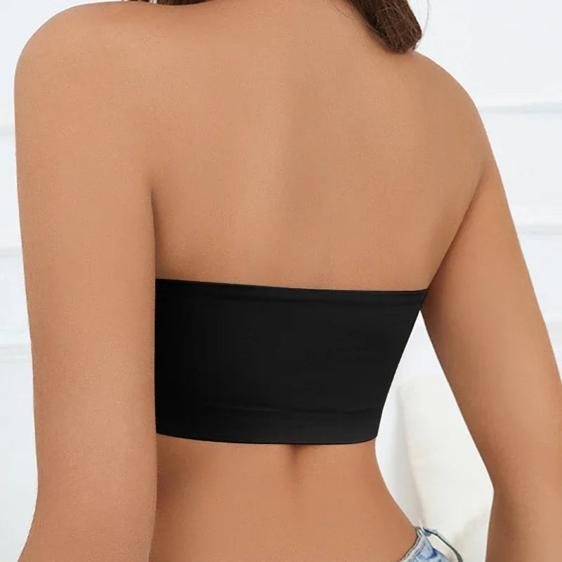Women Tube Strapless Bra Chest Wrap Bandeau Unlined Seamless Breathable Comfortable Anti-skidding Ice Silk Bra Underwear Tops
