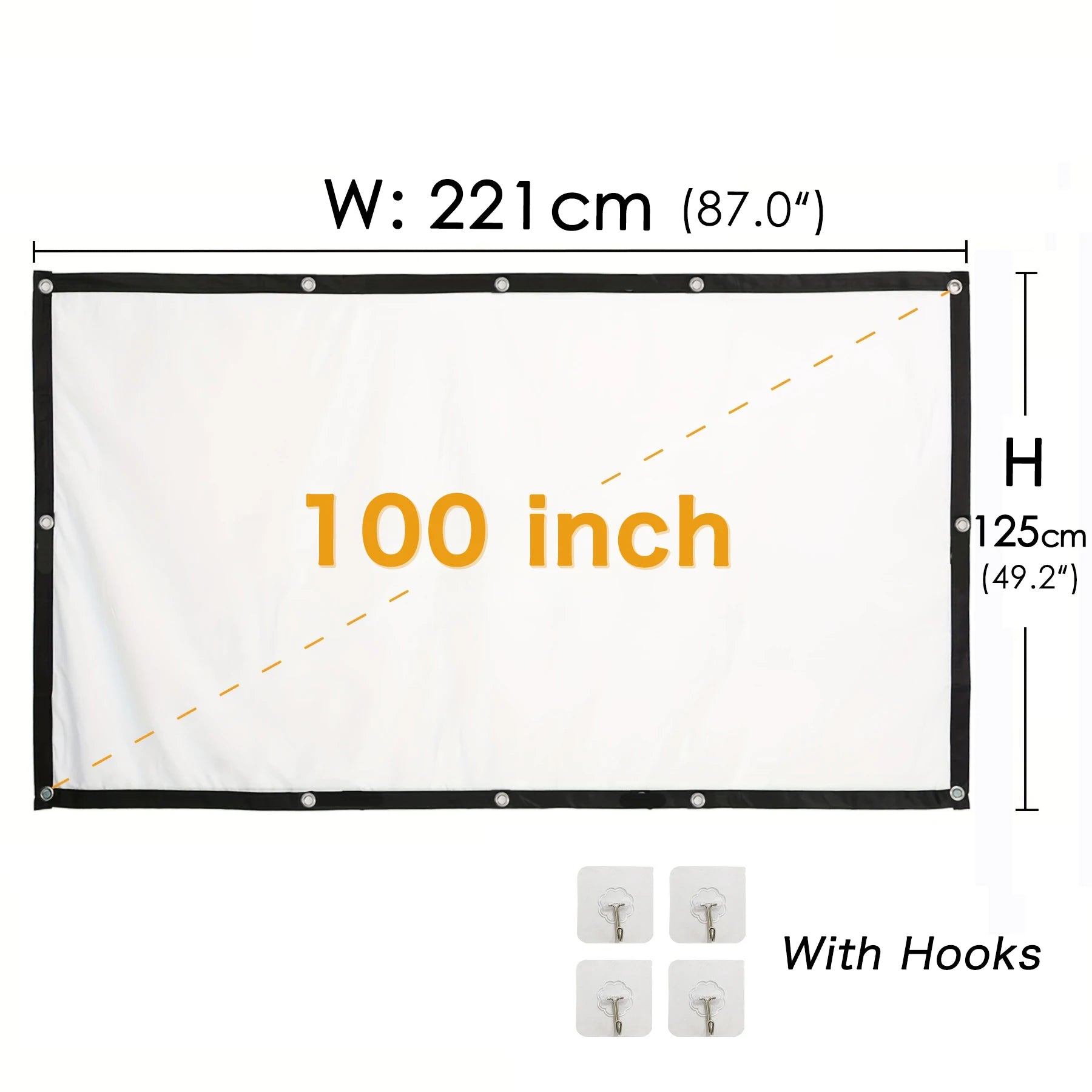 Portable Projector Screen 16:9 Foldable Projection Screens Home Cinema House Indoor Outdoor Theater 4K HD 1080P Anti Light Flat