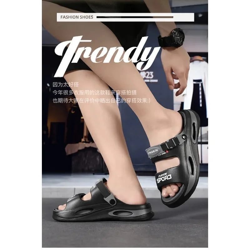 Sommer Herren-Pantoletten Strand-Sandalen, lässige rutschfeste weiche Sohle Outdoor-Slipper für den täglichen Gebrauch