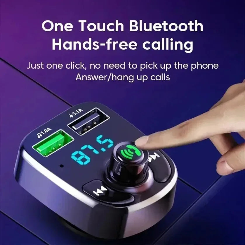 XIKCU LED MP3 Car Bluetooth FM Hands-Free Bluetooth-compaitable 5.0 Transmitter 3.1A QC3.0 PD Type C Dual USB Car Charger