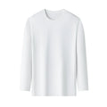 Men's Solid Color Round Neck Cotton Long Sleeved T-shirt Summer Comfortable Top