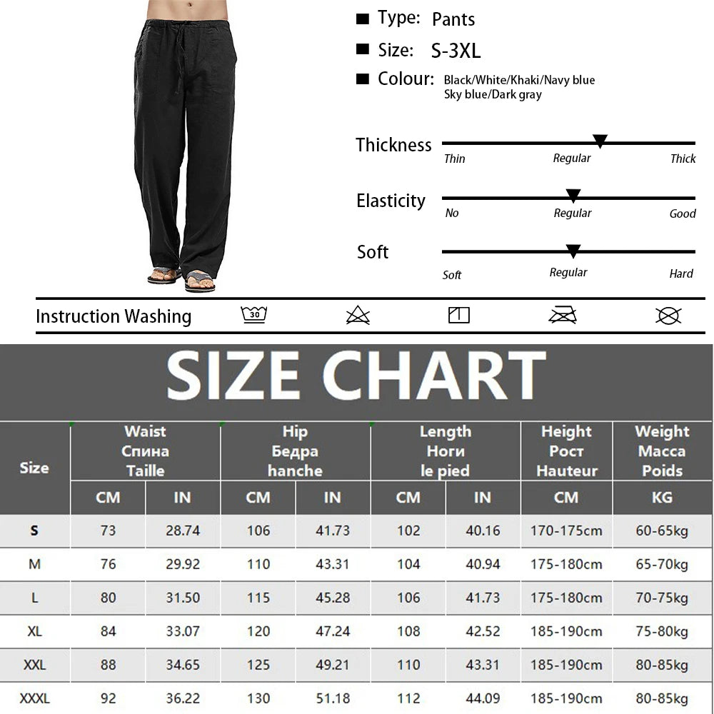 Men's Pants Loose Cool Casual Long Pants Elastic Waist Long Pant Casual Large Size Streetwear Lightweight Trousers