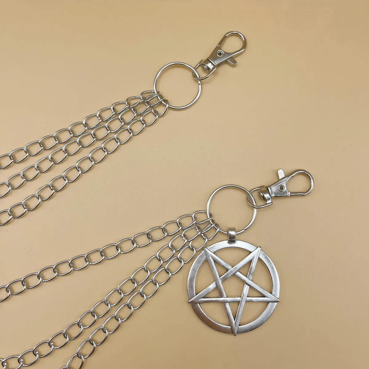Punk Pants Chain Pentagram Keychains for Men Women Jean Trouser Biker Chains Harajuku Goth Jewelry Gothic Rock Emo Accessories