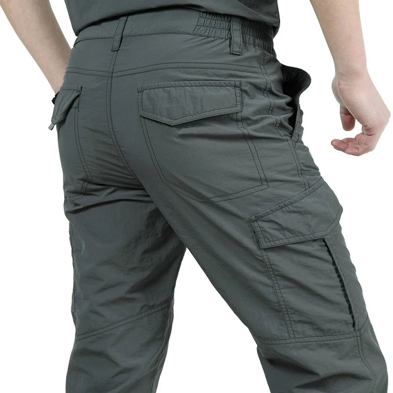 Summer Casual Lightweight Army Military Long Trousers Male Waterproof Quick Dry Cargo Camping Overalls Breathable Tactical Pants