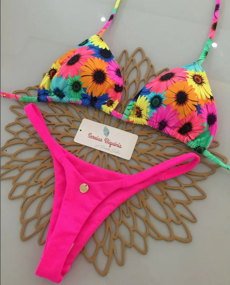 2026 New Sexy Prints Mciro Bikini Set Women Holiday Swimsuit Lace-up Swimwear 2 Piece Set Backless Biquine Brasileiro Beachwear