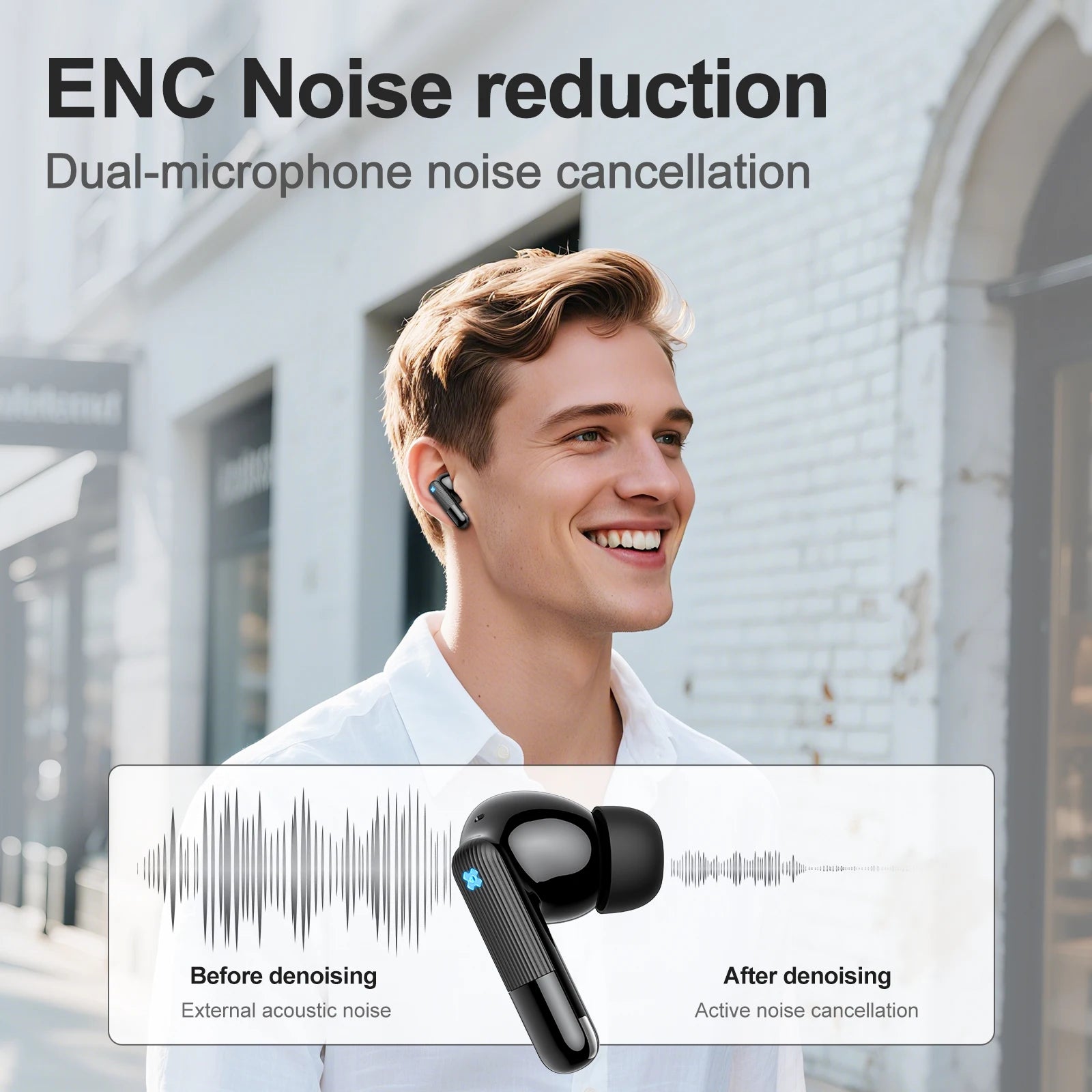 ONIKUMA TX612 2.4G True Wireless Headphones - LED Display Charging Case, ENC Dual Mic NoiseCancellation,Ambient Noise Filtering