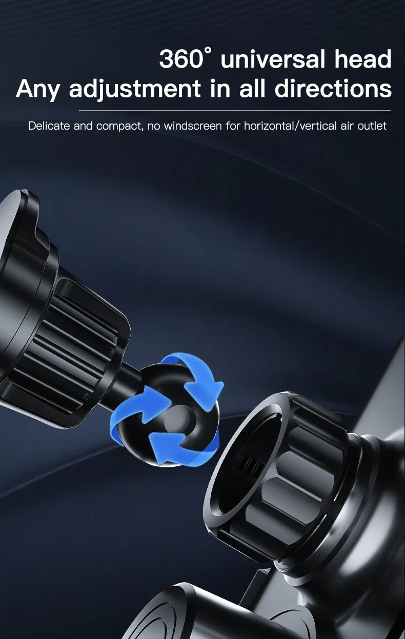 Car-mounted smartphone holder - Automatically detects air outlet. Supports 15W/66W wireless fast charging. Rotatable