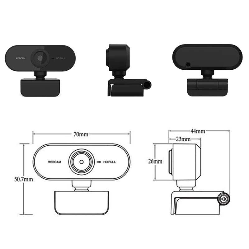 Elough 2K HD Webkamera vir Rekenaar Skootrekenaar Mini USB Webkamera met Mikrofone Webkamera vir YouTube Skype