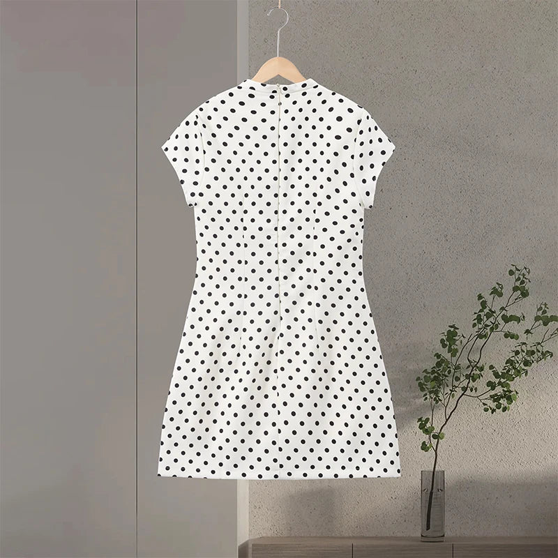 Sexy Women's Dress Halter Lace Up Short Sleeve Polka Print Female Dresses 2026 Early Spring New Fashion Chic Party Lady Robes