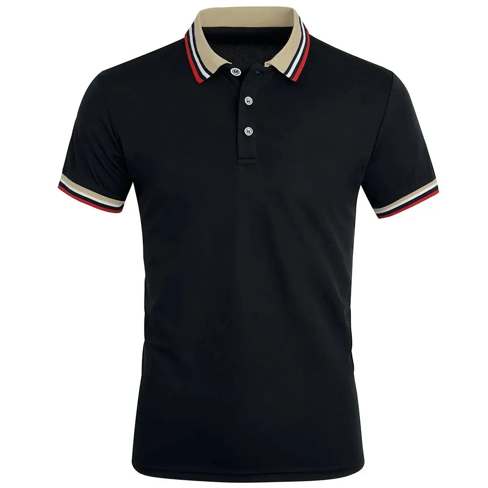 Men Summer Solid Casual Office Breathable Cotton Polo Shirt Fashion Brand Male Business High Quality Striped Short Sleeve Top