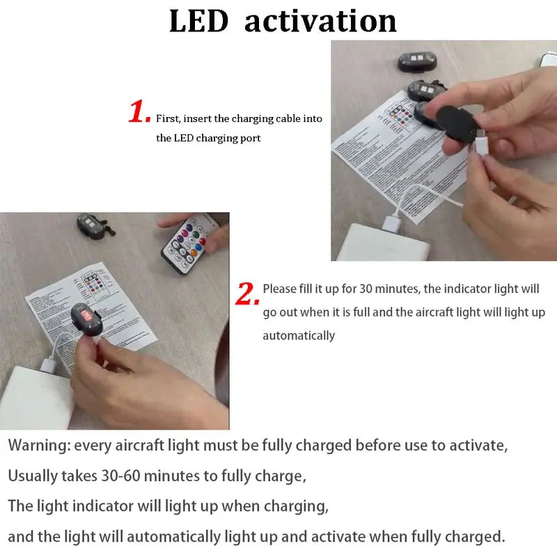 RGB Led Aircraft Strobe Light Remote Wireless Motorcycle Flash Light Warning Lights for Aircraft Airplane Helicopter Bike Car