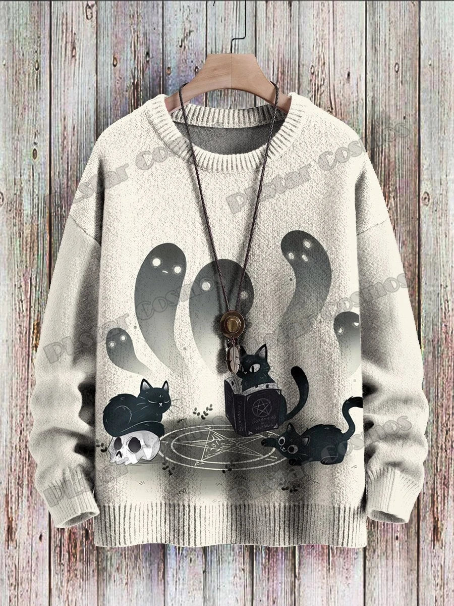 Abstract Art Girl Multicolor Pattern 3D Printed Men's Crewneck Knitted Pullover Winter Unisex Casual Knit Pullover Sweater ZZM47