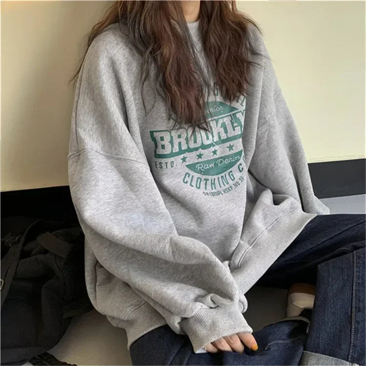 Women Hoodies Office Lady Loose Coat Korean Fashion Sweatshirts Letter Printed Pullovers 2024 Spring Woman clothing Y2k Hoodies