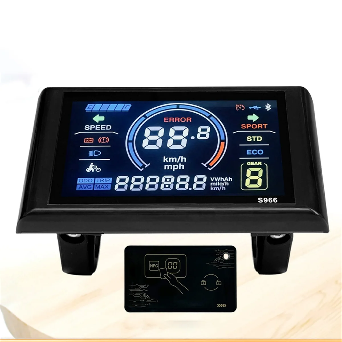 A26P 24-72V E-Bike LCD-S966 Colorful Display Control Panel with NFC Function Waterproof Plug Electric Bicycle Accessories