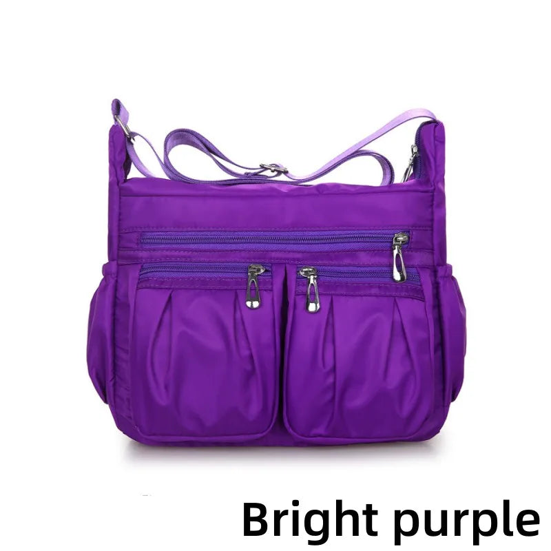Large Capacity Waterproof Nylon Shoulder Bag Multi-Pocket Crossbody Bag Female Bag Shopping Travel Lady Handbag Leisure Purse