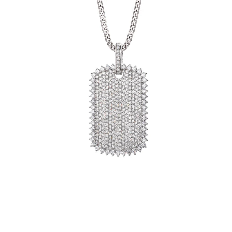 THUE Full Moissanite Luxury Square Pendant with Certification Rope Necklace For Women Men Hip Hop Jewelry Gifts