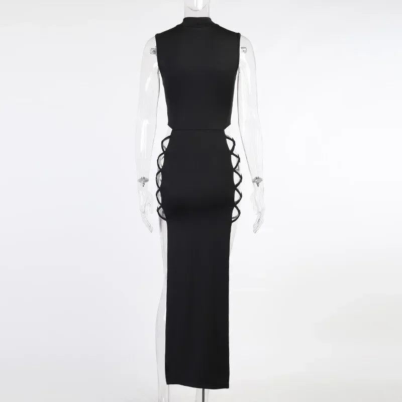 Elegant Black Sleeveless Bandage Sexy Dress for Women Club Party Backless Tank Dresses Skinny Fashion Summer 2025 Платье Женское