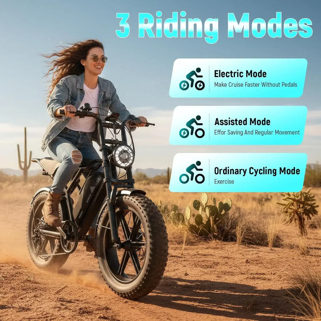 TST Electric Bike for Adult, Up to 28 MPH and 60/100 Miles Long Range E Bike, 20" Fat Tire E-Bike, 1500W Peak, Customized