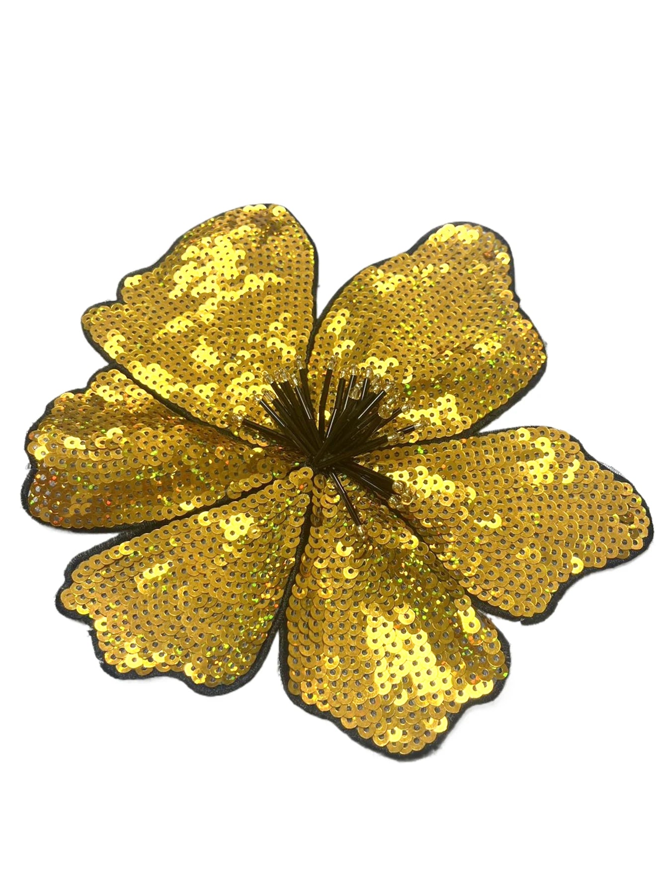 1 Piece 20CM Shining Red Orange Blue Golden Silver Pink Sequins Beads Sew Flower Patch for Evening Dress Swimsuit DIY Applique
