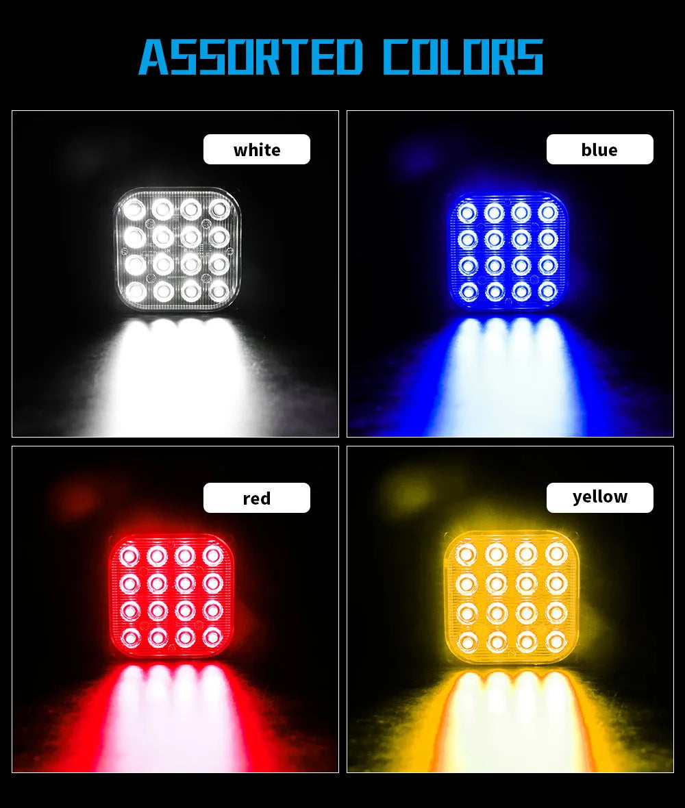 1x Truck 12V 24V 16smd LED Strobe Warning Light Strobe Grille Flashing Lightbar Car Beacon Lamp Amber Yellow White Traffic Light