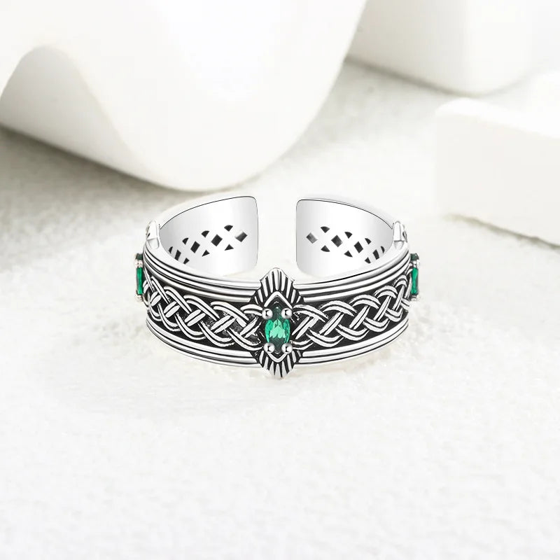 Fashion 925 Sterling Silver Retro Pattern Adjustable Rings For Women Girls Engagement Luxury Fine Jewelry Argent 925 Jewellery