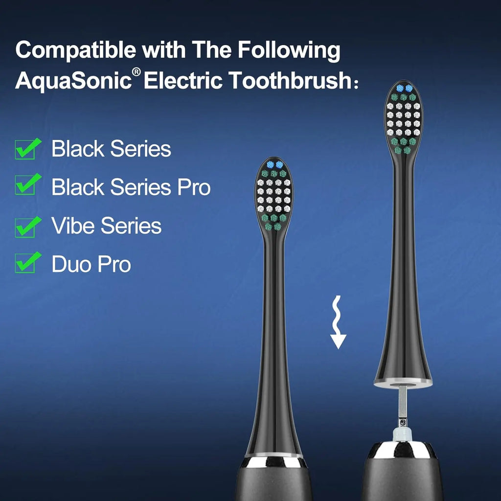 Replacement Toothbrush Heads for Aquasonic Black Series Pro Vibe Series Duo Series Pro Electric Toothbrush Refill Nylon Bristles
